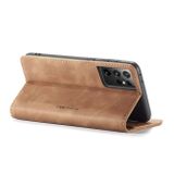 Peňaženkové kožené puzdro CASEME na Samsung Galaxy S21 Ultra 5G - Hnedá