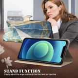 Peňaženkové kožené MARBLE puzdro na Samsung Galaxy S21 Ultra 5G - Modrobiela