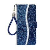 Peňaženkové Glitter puzdro POWDER na Samsung Galaxy A22 4G - Modrá