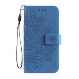Peňaženkové kožené puzdro FLOWERS na Oppo A54 5G - Modrá