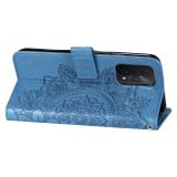 Peňaženkové kožené puzdro FLOWERS na Oppo A54 5G - Modrá