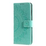 Peňaženkové kožené puzdro FLOWER na Samsung Galaxy S21 FE - Zelená