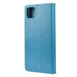 Peňaženkové kožené puzdro BUTTERFLY na Samsung Galaxy A22 5G - Modrá