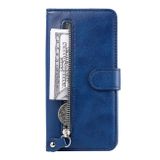 Peňaženkové kožené puzdro ZIPPER na Xiaomi Redmi Note 10 5G - Modrá