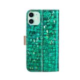 Peňaženkové Glitter puzdro CROCODILE na iPhone 13 Mini - Zelená