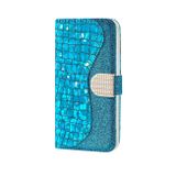 Peňaženkové Glitter puzdro CROCODILE na iPhone 13 Mini - Modrá