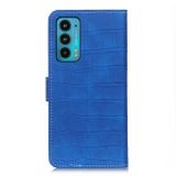 Peňaženkové kožené puzdro Crocodile na Motorola Edge 20 - Modrá