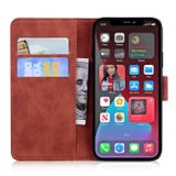 Peňaženkové kožené puzdro TIGER na iPhone 13 Pro - Hnedá