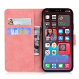 Peňaženkové kožené puzdro TIGER na iPhone 13 Pro - Ružová