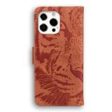Peňaženkové kožené puzdro TIGER na iPhone 13 Pro Max - Hnedá