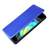 Peňaženkové kožené puzdro Carbon Fiber na Motorola Edge 20 - Modrá