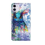 Peňaženkové 3D puzdro PAINTING na iPhone 13 Pro - Watercolor Owl