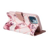 Peňaženkové kožené puzdro MARBLE na iPhone 13 Mini - Ružovozlatá