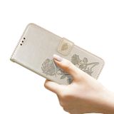 Peňaženkové kožené puzdro ROSE na iPhone 13 Pro - Zlatá