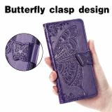 Peňaženkové kožené puzdro Butterfly Love na Motorola Edge 20 Lite - Tmavo Fialová
