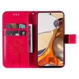 Peňaženkové kožené puzdro TREE &amp; CAT na Xiaomi Mi 11T / 11T Pro – Ružovočervená