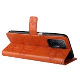 Peňaženkové kožené puzdro PRINTING na Xiaomi Mi 11T / 11T Pro – Oranžová