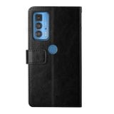 Peňaženkové kožené puzdro Y Stitching na Motorola Edge 20 Pro - Čierna