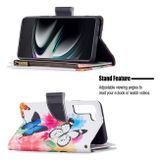Peňaženkové kožené puzdro DRAWING na Samsung Galaxy S22 Plus 5G - Two Butterflies