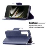 Peňaženkové kožené puzdro BUTTERFLIES na Samsung Galaxy S22 5G - Modrá