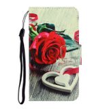 Peňaženkové 3D puzdro DRAWING na iPhone 13 Pro - Red Rose