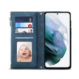 Peňaženkové kožené puzdro RETRO na Samsung Galaxy S22 Plus 5G - Modrá