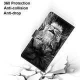 Peňaženkové kožené puzdro DRAWING na Samsung Galaxy S22 Ultra 5G - Black and White Lion Head