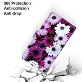 Peňaženkové kožené puzdro DRAWING na Samsung Galaxy S22 Ultra 5G - Chrysanthemum Pink White Purple