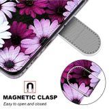 Peňaženkové kožené puzdro DRAWING na Samsung Galaxy S22 Ultra 5G - Chrysanthemum Pink White Purple