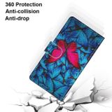 Peňaženkové kožené puzdro DRAWING na Samsung Galaxy S22 Ultra 5G - Big Red Butterfly On Blue