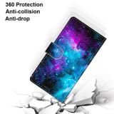 Peňaženkové kožené puzdro DRAWING na Samsung Galaxy S22 Ultra 5G - Purple Green Starry Sky