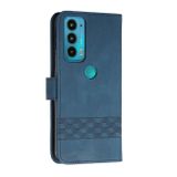 Peňaženkové kožené puzdro Cubic na Motorola Edge 20 - Modrá