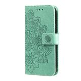 Peňaženkové kožené puzdro 7-petal Flowers na Motorola Moto E20 / E30 / E40 - Zelená