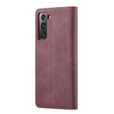 Peňaženkové kožené puzdro CaseMe na Samsung Galaxy S22 5G - Wine Red