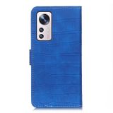 Peňaženkové kožené puzdro Crocodile na Xiaomi 12 Pro - Modrá