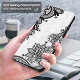 Peňaženkové kožené puzdro Painting Pattern na Motorola Moto E20 / E30 / E40 - Diagonal Black Flower