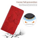 Peňaženkové kožené puzdro BUTTERFLY na Oppo A54 5G - Červená