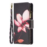 Peňaženkové kožené puzdro Drawing Zipper na Oppo Reno 7 5G - Lotus