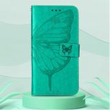 Peňaženkové kožené puzdro Embossed Butterfly na Oppo Reno 7 5G - Zelená