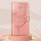 Peňaženkové kožené puzdro Embossed Butterfly na Oppo Reno 7 5G - Ružová zlatá