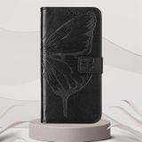 Peňaženkové kožené puzdro Embossed Butterfly na Oppo Reno 7 5G - Čierna