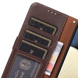 Peňaženkové kožené puzdro KHAZNEH Litchi na Motorola Moto E20 / E30 / E40 - Hnedá