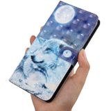 Peňaženkové kožené puzdro 3D Painted Pattern na Motorola Moto E20 / E30 / E40 - Moon Wolf