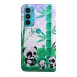 Peňaženkové kožené puzdro 3D Painted Pattern na Motorola Moto E20 / E30 / E40 - Bamboo Panda