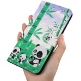 Peňaženkové kožené puzdro 3D Painted Pattern na Motorola Moto E20 / E30 / E40 - Bamboo Panda