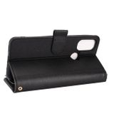 Peňaženkové kožené puzdro Litchi Texture Zipper na Motorola Moto E20 / E30 / E40 - Čierna