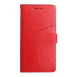 Peňaženkové kožené puzdro STITCHING na Honor X8 4G – Červená