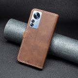 Peňaženkové kožené puzdro Thread na Xiaomi 12 Pro - Hnedá