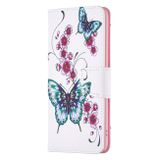 Peňaženkové kožené puzdro LEATHER na Xiaomi 12 Lite – Motýľ s broskyňovým kvetom