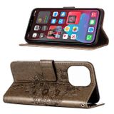 Peňaženkové kožené puzdro BUTTERFLY na iPhone 14 Pro Max - Šedá